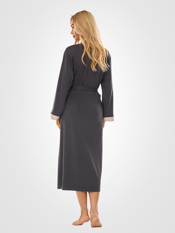 L&L Long Viscose Robe Rajana Long Graphite - Grey