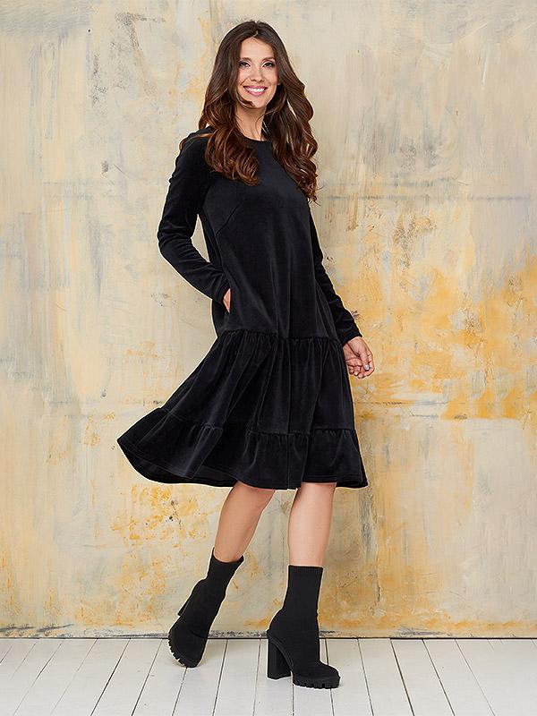 Lega Cotton Dress Joyce Black Velour