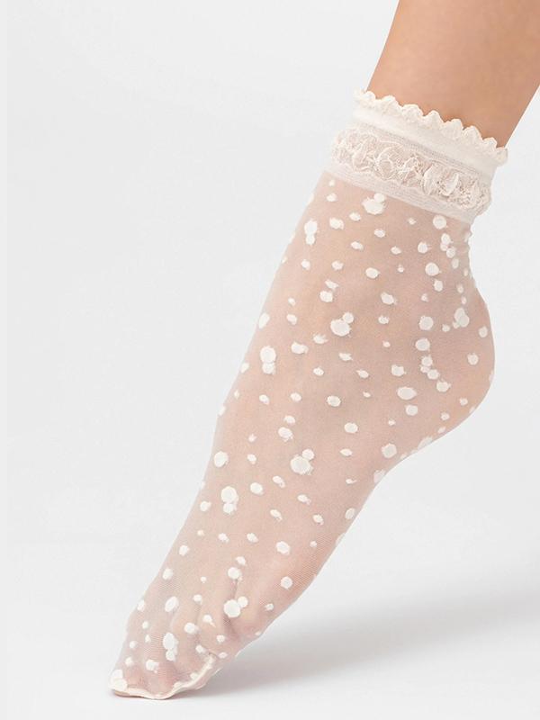 Veneziana Patterned Socks Elvira Ecru