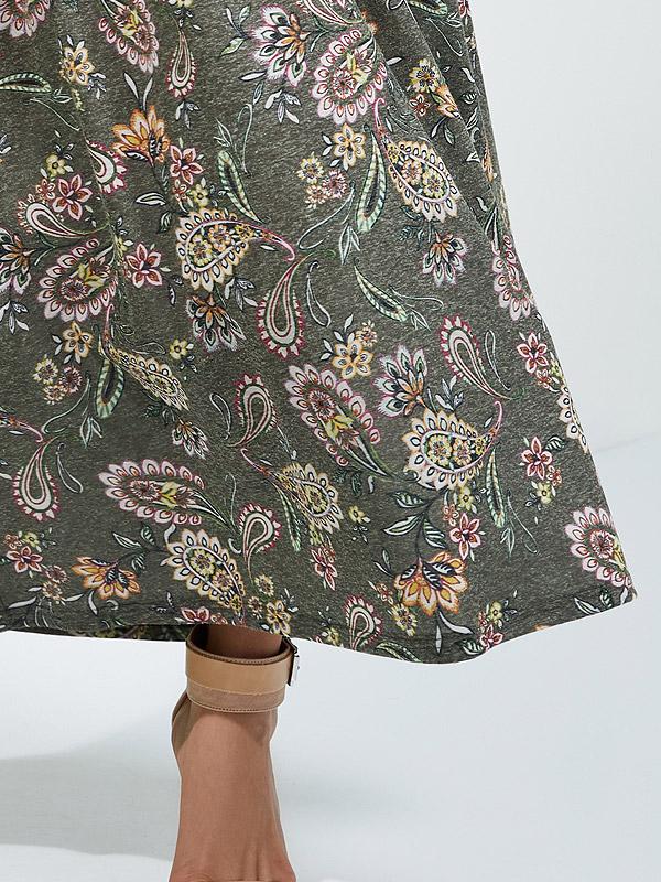 Lega suknelė su linu "Verbena Khaki Flower Print"