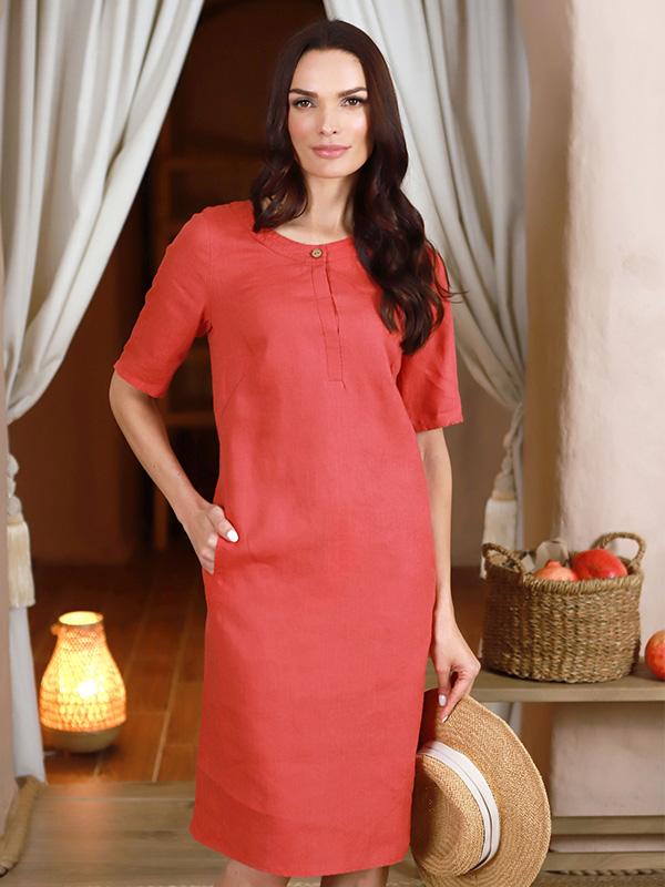 Lega Linen Dress Gilda Raspberry