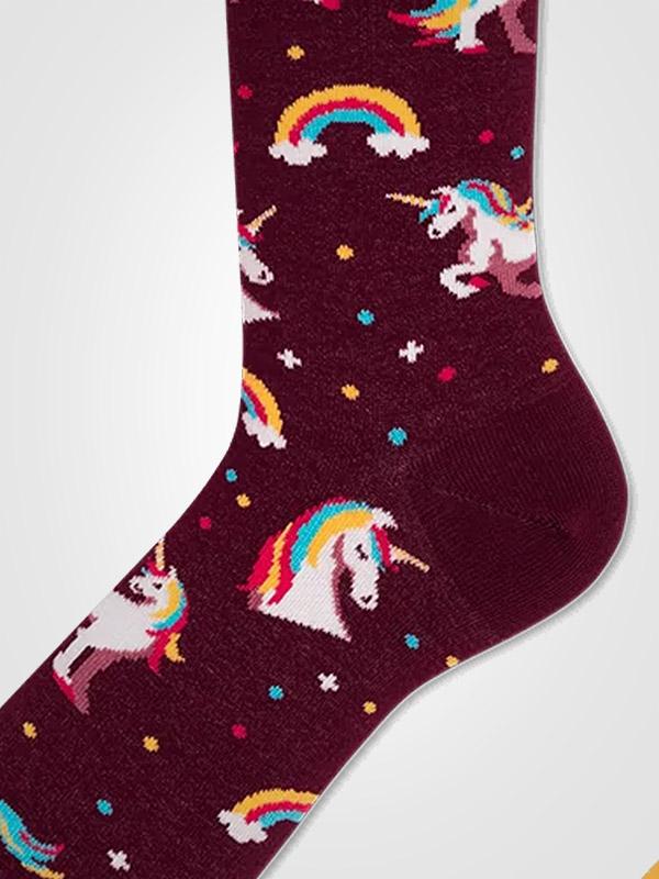 Many Mornings unisex medvilninės kojinės "The Unicorn Plum - Multicolor"