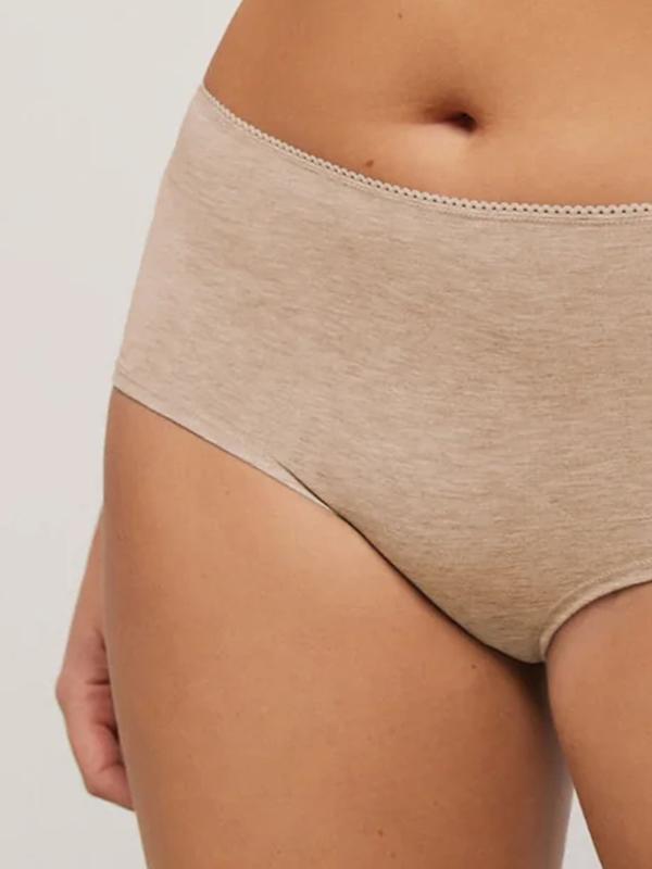 Ysabel Mora aukšto juosmens medvilninės kelnaitės "Constantia Beige Melange"