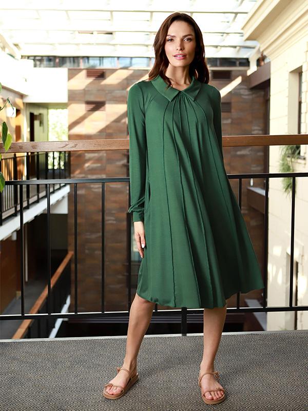 Lega Wide Viscose Dress Mireille Forest Green