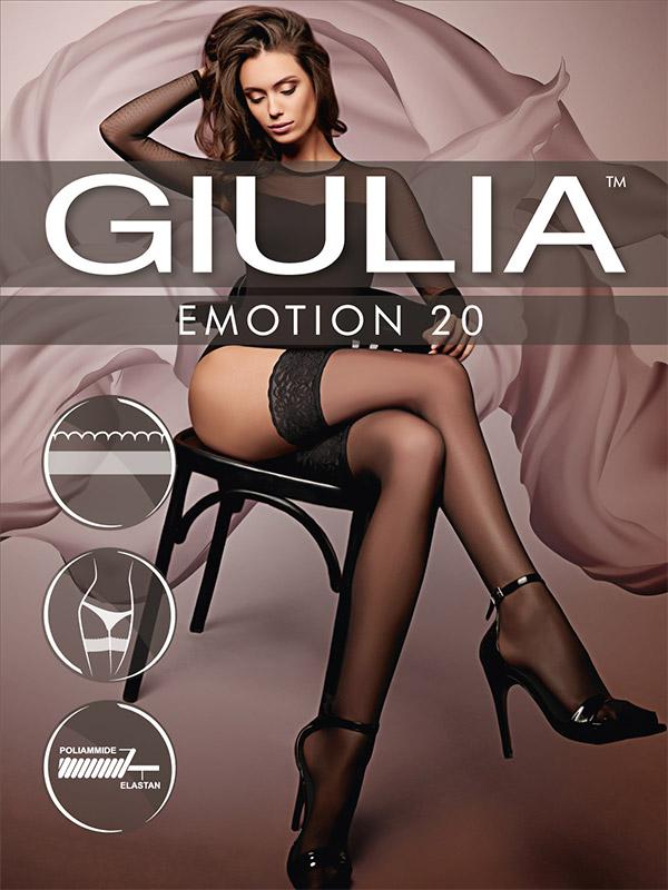 Giulia prilipinamos kojinės su nėrinių juosta "Emotion 20 Den Black"