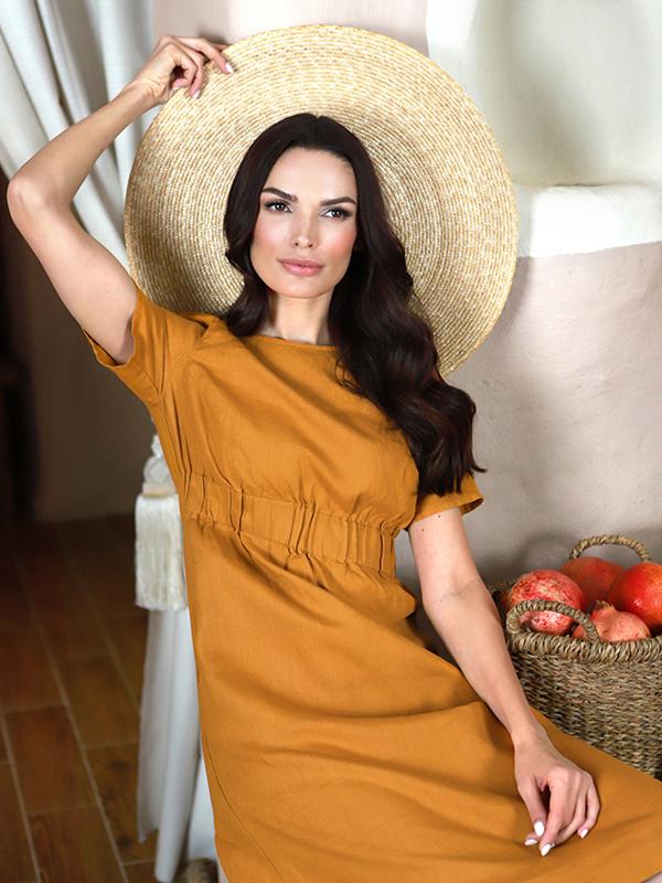 Lega Linen A-line Dress Brenna Yellow