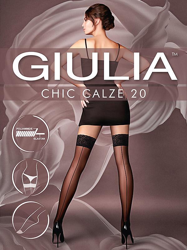 Giulia prilipinamos kojinės su siūle iš galo "Chic 20 Den Nero"