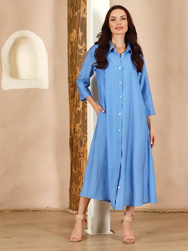 Lega Viscose Midi Shirt Dress Junna Light Blue