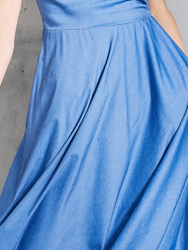 Lega хлопковое платье-макси "Kaija Jeans Blue"