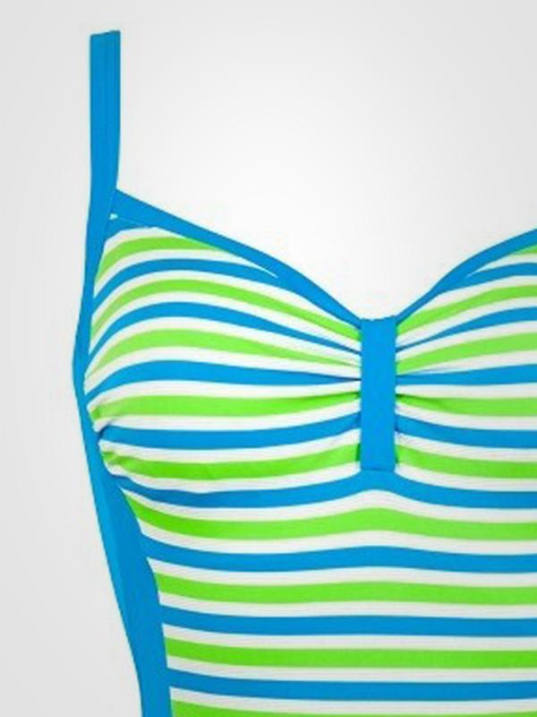 Lidea vientisas maudymosi kostiumėlis "Barbados Turquoise - Green Stripes"