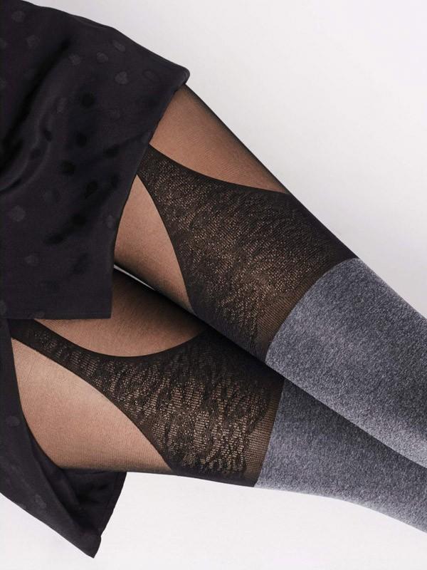 Fiore pėdkelnės su kojinių imitacija "Segnorina 40 Den Melange - Black"