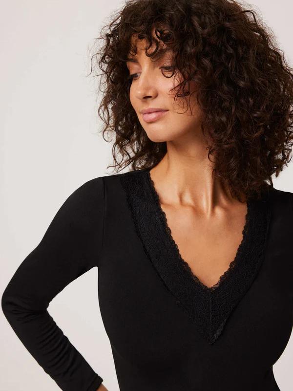 Ysabel Mora Thermo Body with Lace Helga Black