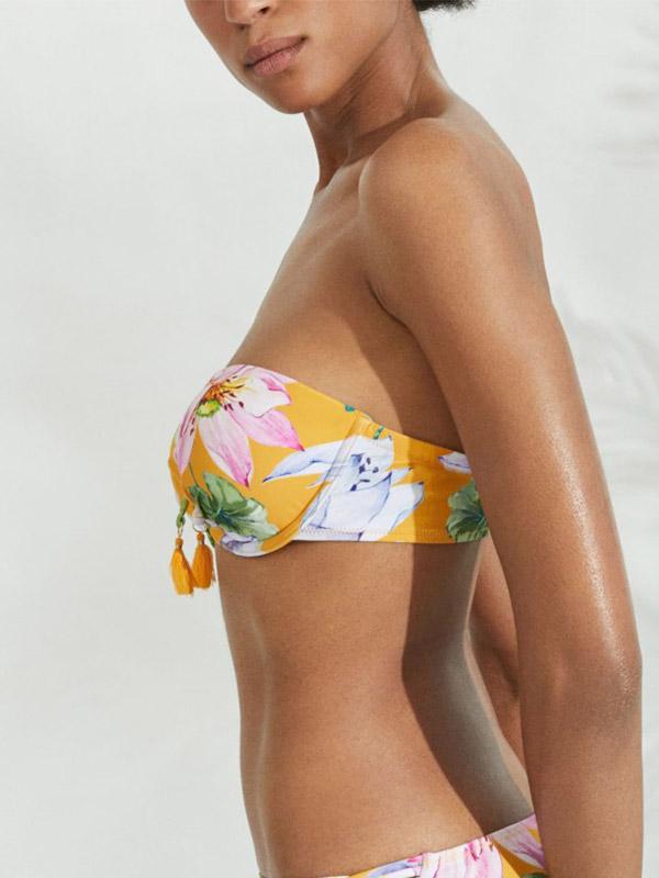 Ysabel Mora bikini maudymosi kostiumėlis "Sunshine Yellow - Multicolor Flower Print"