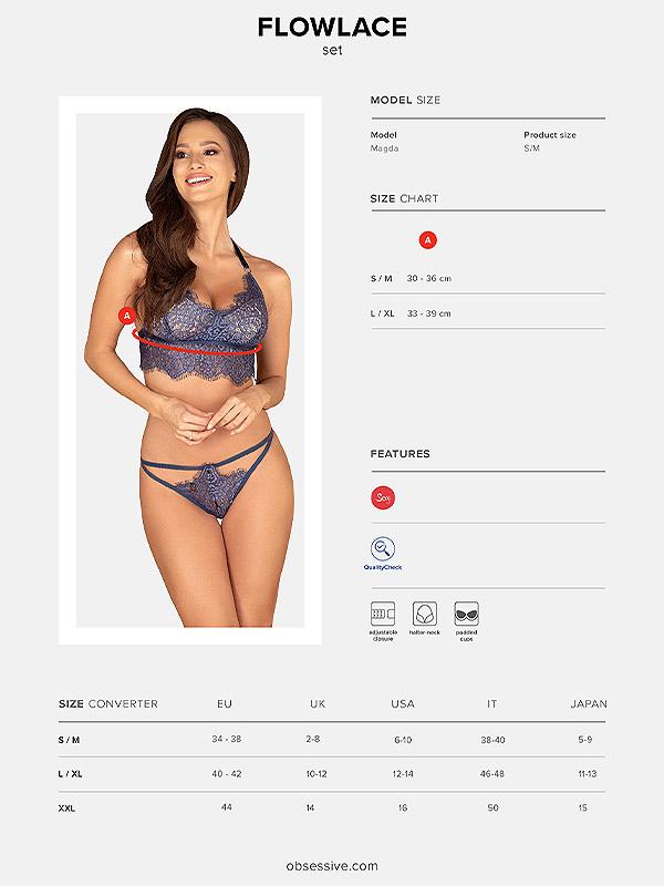 Obsessive кружевной комплект из 2-х частей "Flowlace Blue"