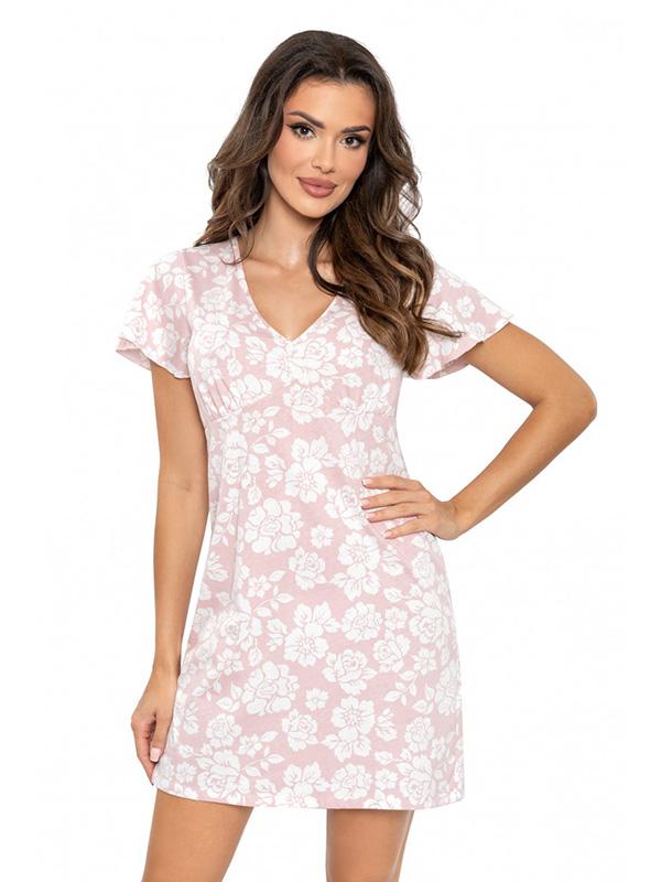 Donna хлопковая ночная сорочка "Rosalia Powder Pink - White"