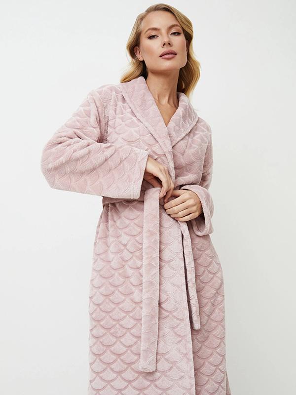 Aruelle Patterned Soft Dressing Gown Alison Dusty Pink