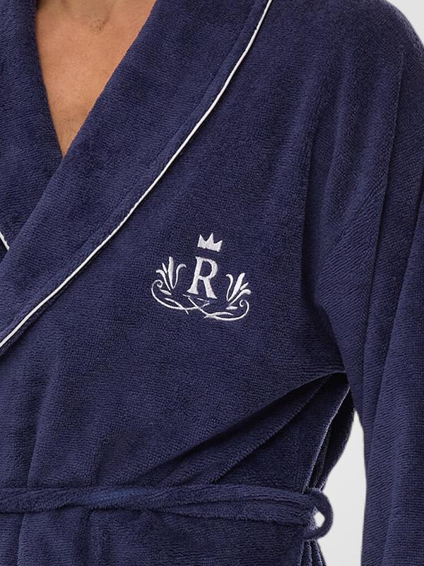 L&L Men's Bathrobe With Bamboo Fiber Raphael Navy