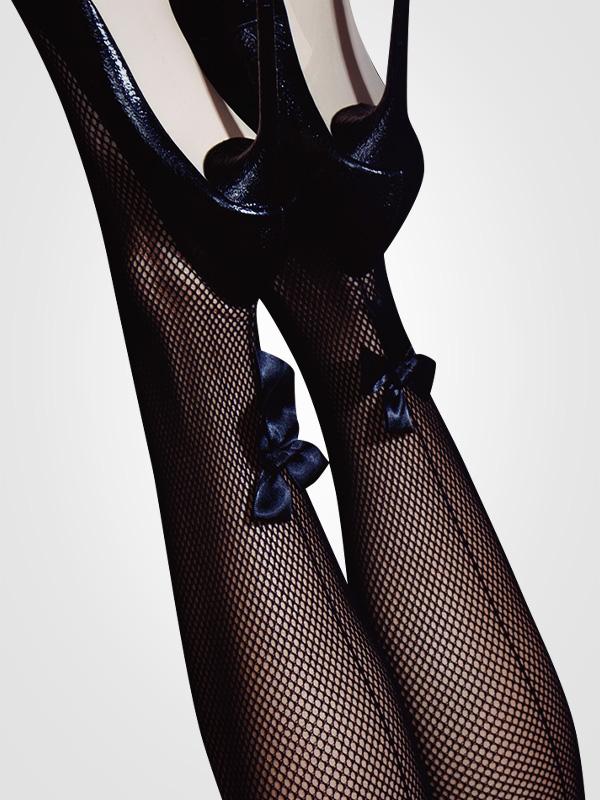 Le Frivole tinklinės kojinės su elastine juosta "Ingrid Black"