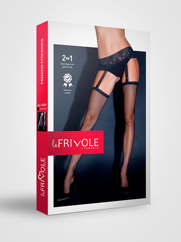Le Frivole tinklinės kojinės su prilaikančiu diržu "Aiyana Black"