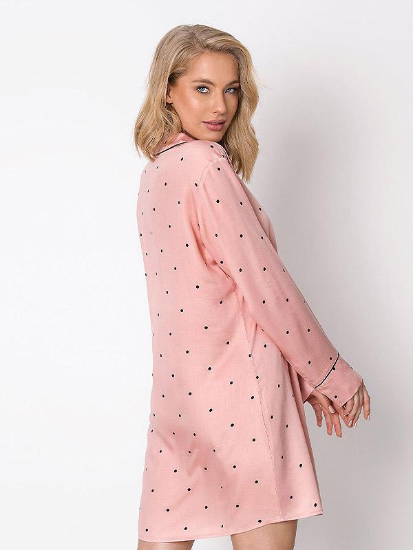 Aruelle вискозная ночная рубашка "Mona Pink - Black Dots"
