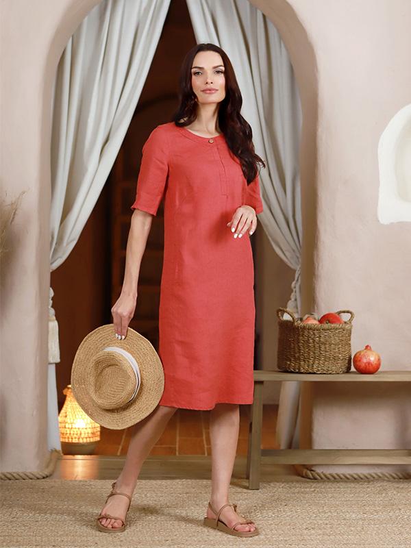 Lega Linen Dress Gilda Raspberry