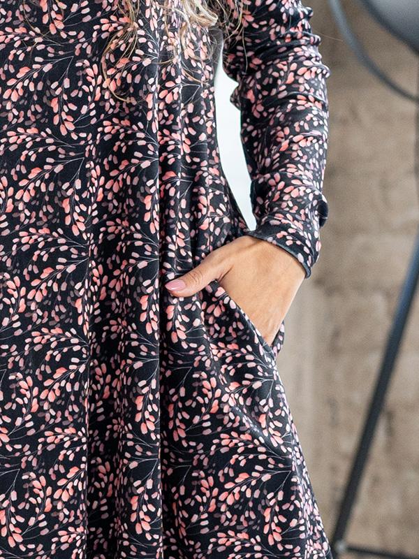 Lega платье из велюра свободного силуэта "Rosie Black - Rose Flower Print Velour"