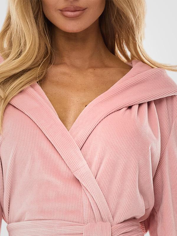L&L Patterned Dressing Gown Luna Pink Velour