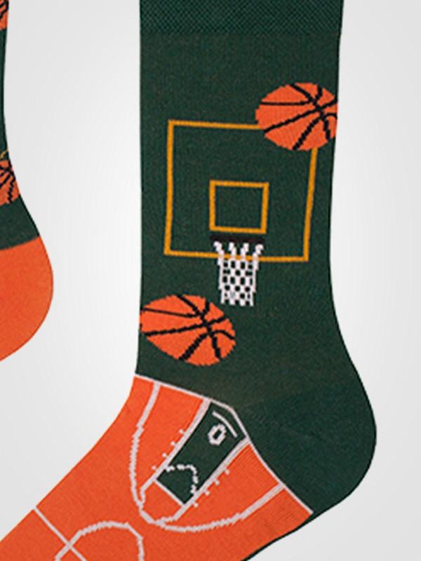 Spalvotos Kojines Cotton Unisex Socks Basketball Fan Orange - Green