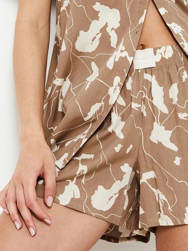Aruelle хлопковая пижама "Malika Short Brown - Ecru"