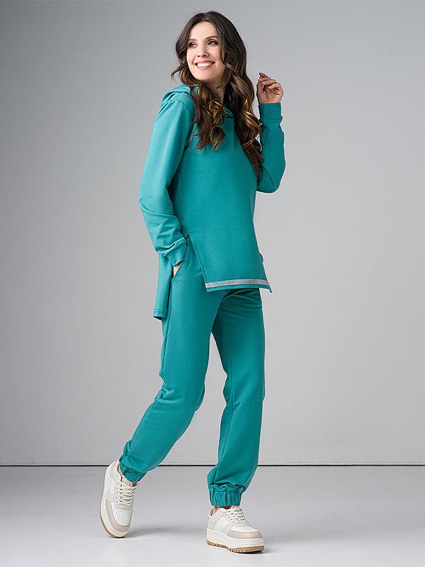 Lega Hooded Leisure Cotton Jumper Costanza Turquoise