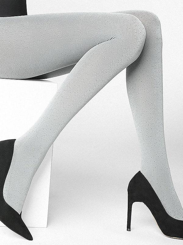 Marilyn 3D mikrofibros pėdkelnės "Shine E57 100 Den Grey - Silver Lurex"
