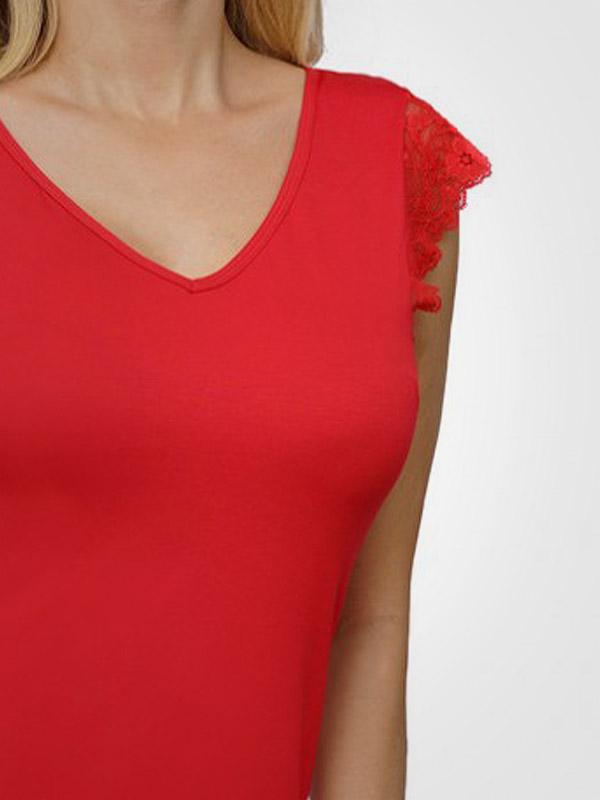 Donna ночная сорочка из вискозы с мини рукавами "T!ssi 106 Red"