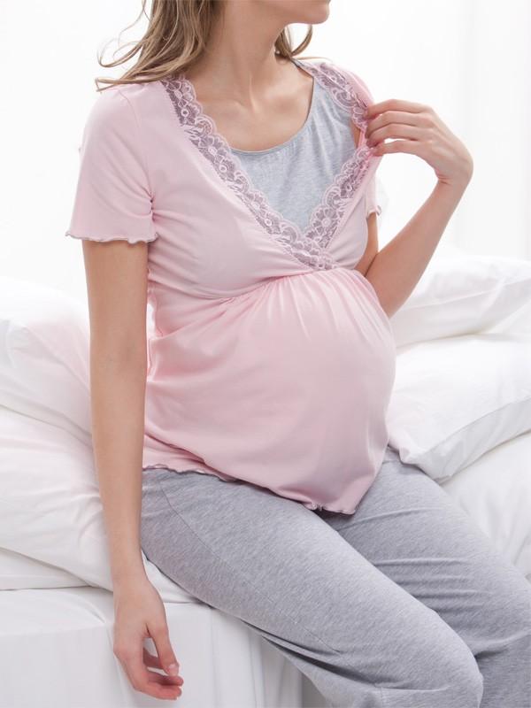Lega Cotton Maternity Pyjamas Daisy Grey