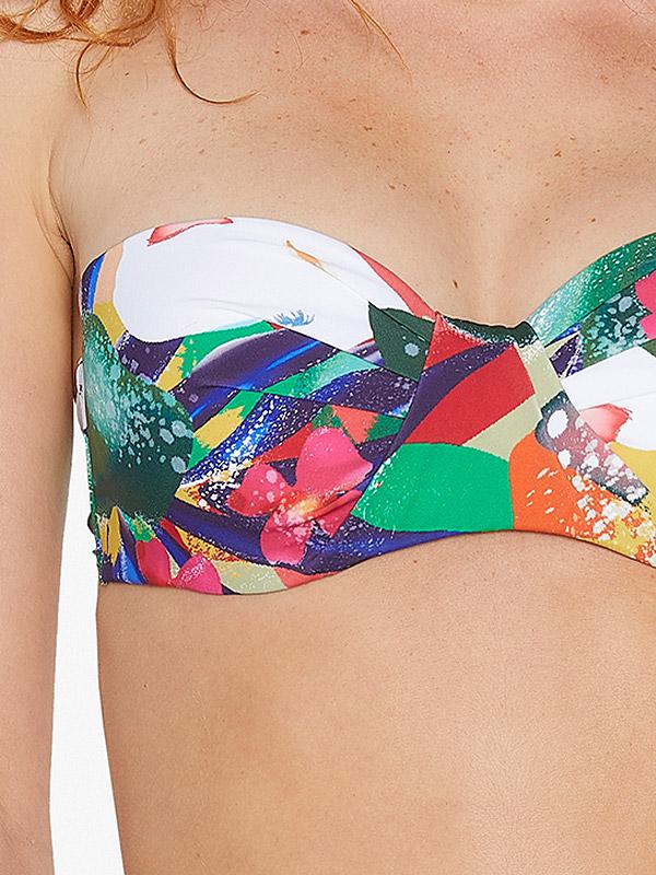 Ysabel Mora bikini bandeau maudymosi kostiumėlis "Viana Multicolor Floral Print"
