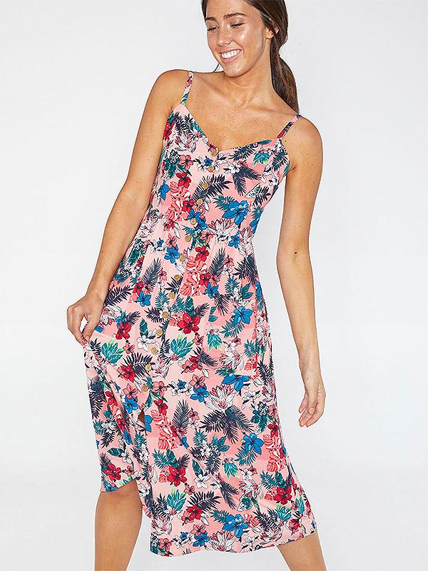 Ysabel Mora viskozinė vasarinė suknelė "Terra Pink - Multicolor Floral Print"