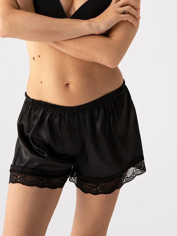 Fiore атласные шорты с кружевом "Hasu Black"