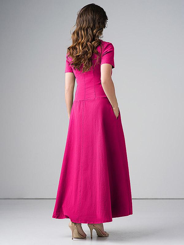 Lega ilga tampraus lino suknelė "Dominyka Raspberry"