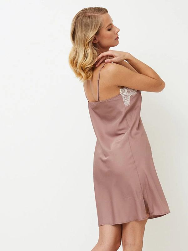 Aruelle ночная рубашка из атласа с шелком  "Primrose Dusty Pink - White"