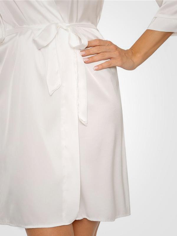Donna Satin Robe with Lace Mari Ecru