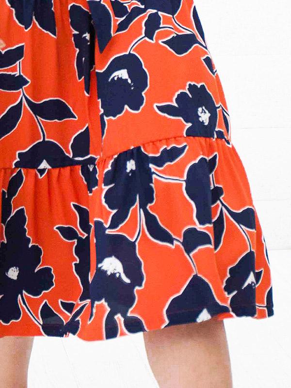 Atella viskozinė suknelė "Bella Orange - Navy Flowers Print"