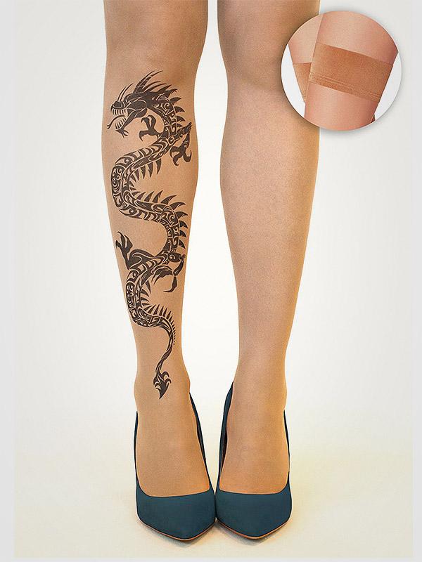 Stop & Stare prilipinamos kojinės su tatuiruote "Black Dragon 20 Den Sun"
