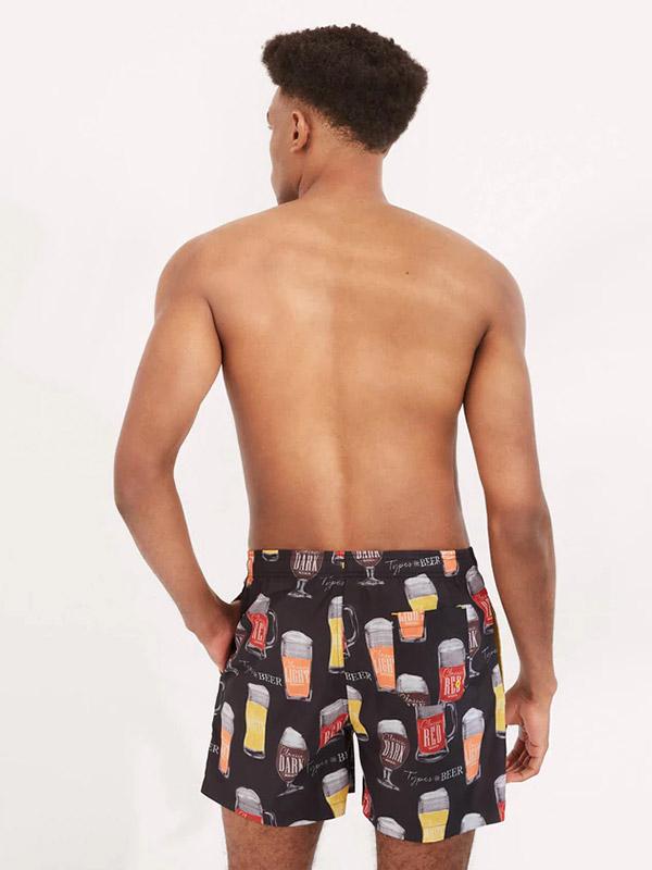 Ysabel Mora men's swim shorts Types of Beer Black - Red - Orange