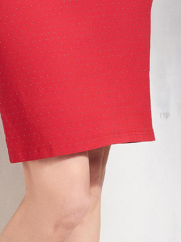 Lega viskozinis pieštuko formos sijonas "Adley Red - White Dots"
