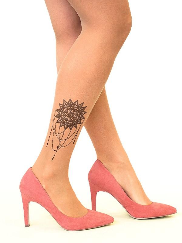 Stop & Stare pėdkelnės su tatuiruote "Mandala Sun 20 Den Sun"