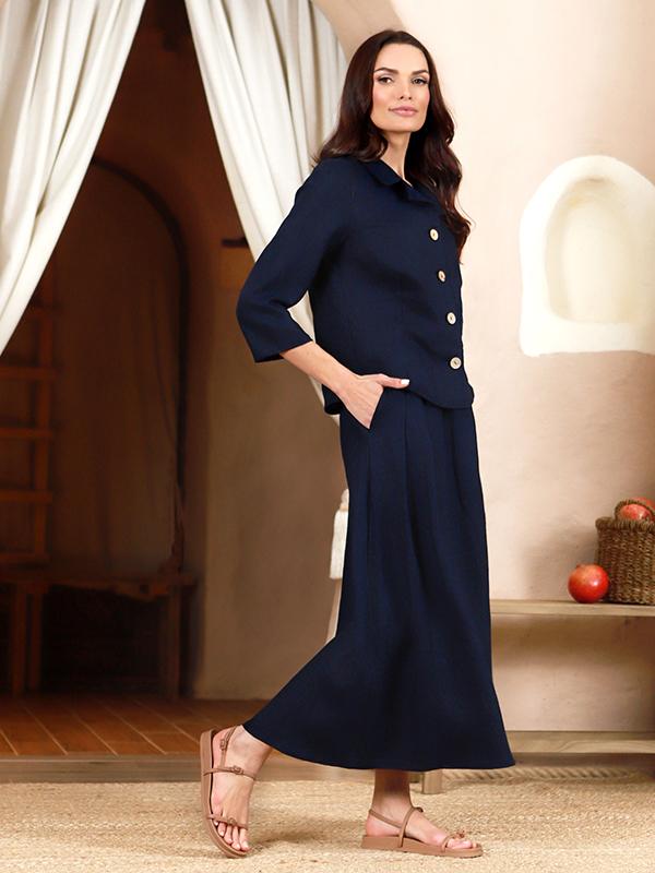 Lega длинная льняная юбка "Donella Navy"