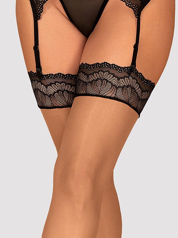 Obsessive чулки под пояс "Isabellia Nude - Black"