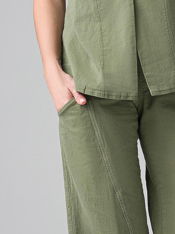 Lega Stretch Linen Trousers Vilma Green