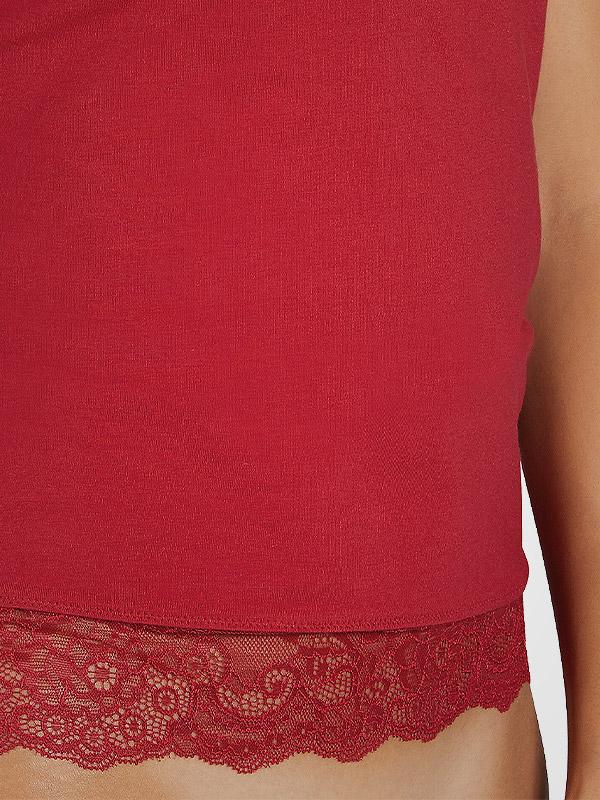 Ysabel Mora Cotton Undershirt with Lace Sophia Red