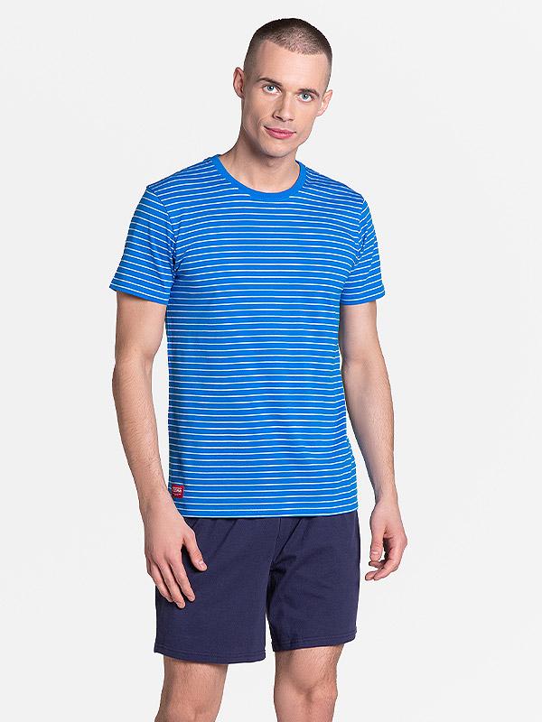 Henderson мужская хлопковая пижама "Lane Blue - Navy - White Stripes"