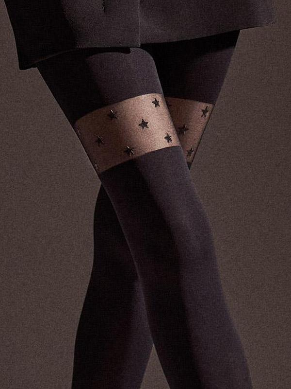 Marilyn mikrofibros pėdkelnės su kojinių imitacija "Zazu Stars W01 20-60 Den Black"